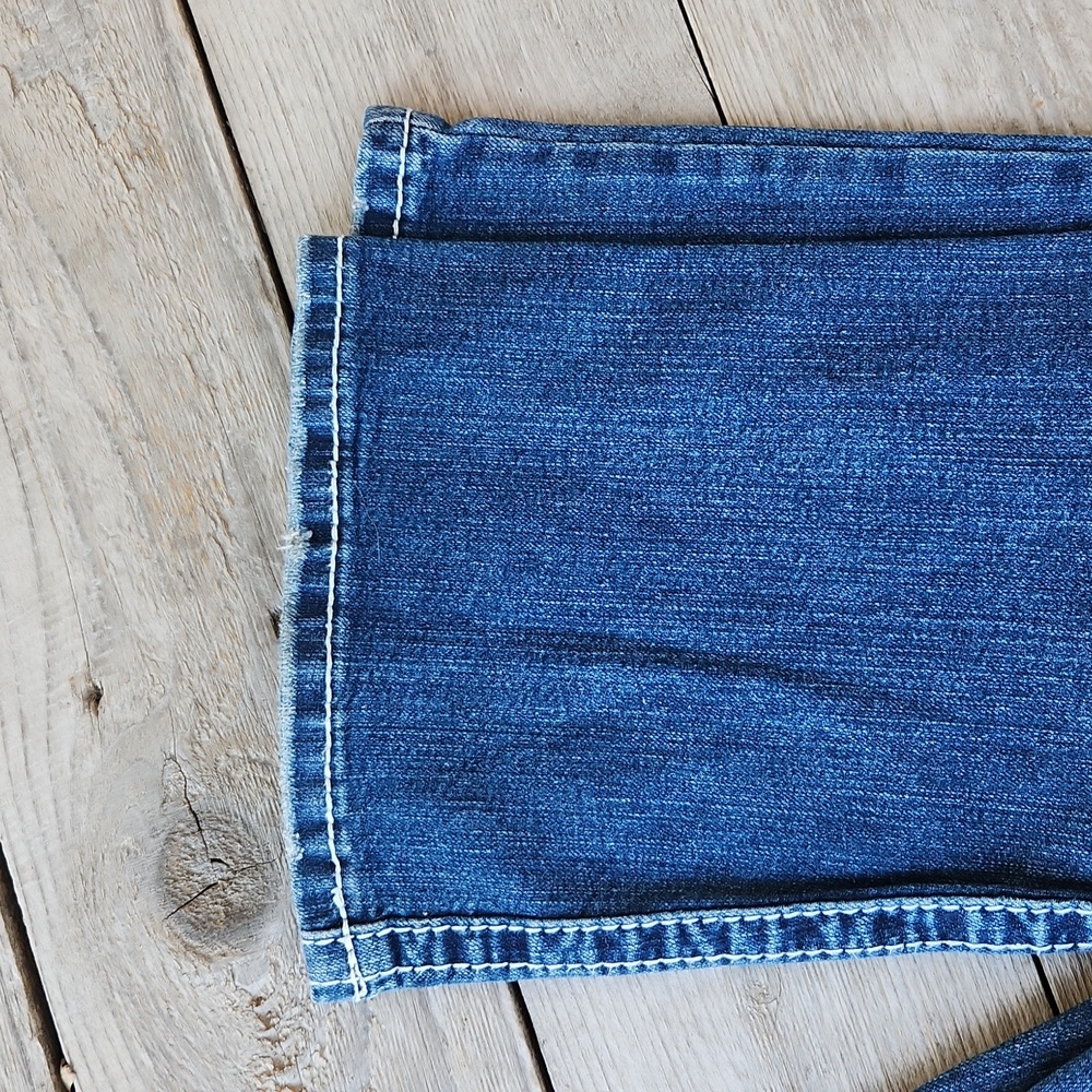Premium Vanity Size 26 x 33L Original Bootcut Rhinestone Pocket Jeans Dark Wash - Picture 3 of 7